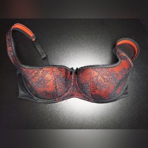 Rosme Balconette Bra, Red/Black, UK 34E, NWOT